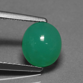 Chrysoprase vert naturelle coupe ovale, 1,76 ct, translucide
