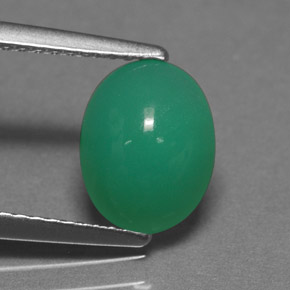 Chrysoprase vert naturelle coupe ovale, 1,72 ct, translucide