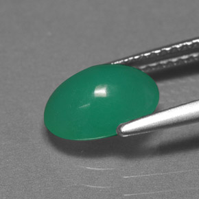Chrysoprase vert naturelle coupe ovale, 1,72 ct, translucide