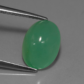 Chrysoprase vert naturelle coupe ovale, 3,18 ct, translucide