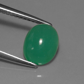 Chrysoprase vert naturelle coupe ovale, 2,14 ct, translucide