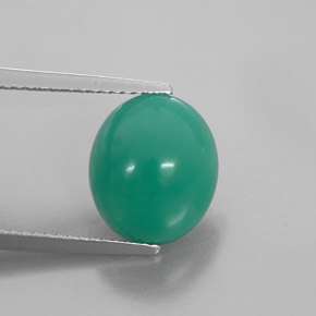 Chrysoprase vert naturelle coupe ovale, 4,38 ct, translucide