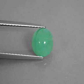 Chrysoprase vert naturelle transparent, 1,66 ct, transparent / translucide