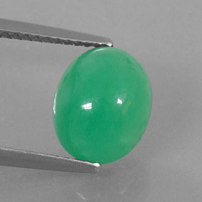 Chrysoprase vert naturelle coupe ovale, 3,45 ct, opaque