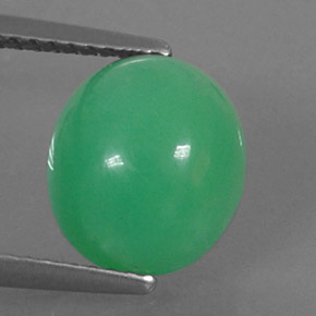 Chrysoprase vert naturelle coupe ovale, 3,95 ct, opaque