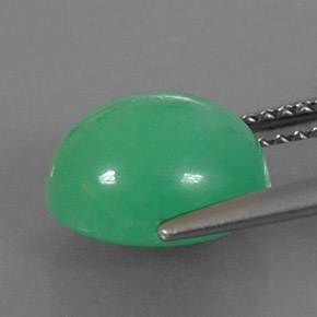 Chrysoprase vert naturelle coupe ovale, 3,95 ct, opaque