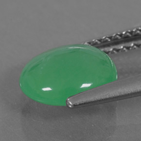 Chrysoprase vert naturelle coupe ovale, 1,27 ct, translucide