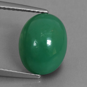 Chrysoprase vert naturelle coupe ovale, 3,90 ct, opaque