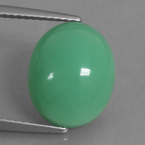 Chrysoprase vert naturelle coupe ovale, 5,43 ct, opaque