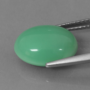Chrysoprase vert naturelle coupe ovale, 5,43 ct, opaque
