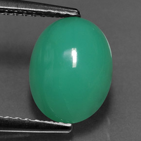 Chrysoprase vert naturelle coupe ovale, 2,58 ct, translucide