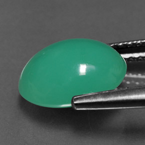 Chrysoprase vert naturelle coupe ovale, 2,58 ct, translucide