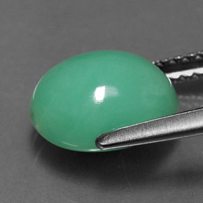 Chrysoprase vert naturelle coupe ovale, 2,84 ct, opaque