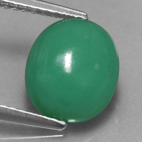 Chrysoprase vert naturelle coupe ovale, 3,14 ct, translucide