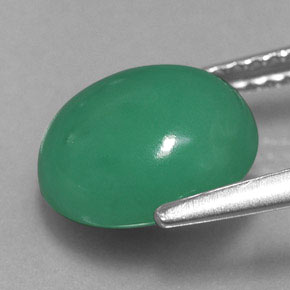 Chrysoprase vert naturelle coupe ovale, 3,14 ct, translucide