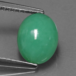 Chrysoprase vert naturelle coupe ovale, 1,92 ct, translucide