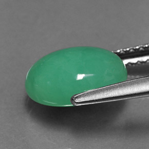 Chrysoprase vert naturelle coupe ovale, 1,92 ct, translucide