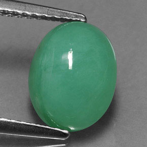 Chrysoprase vert naturelle coupe ovale, 2,74 ct, translucide
