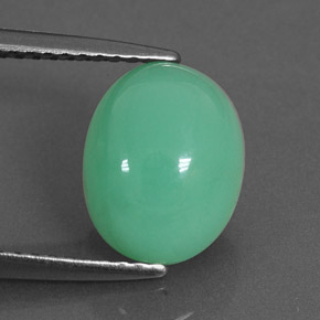 Chrysoprase vert naturelle coupe ovale, 3,35 ct, translucide