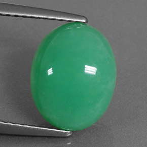 Chrysoprase vert naturelle coupe ovale, 3,92 ct, opaque