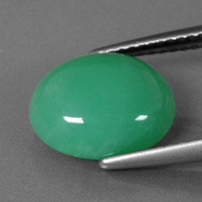 Chrysoprase vert naturelle coupe ovale, 3,92 ct, opaque