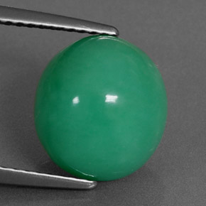 Chrysoprase vert naturelle coupe ovale, 5,73 ct, opaque
