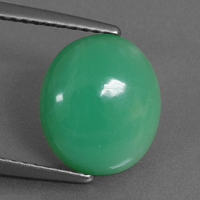 Chrysoprase vert naturelle coupe ovale, 2,78 ct, opaque