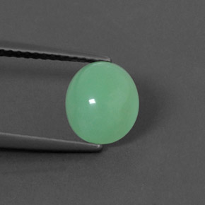 Chrysoprase vert naturelle coupe ovale, 1,79 ct, opaque