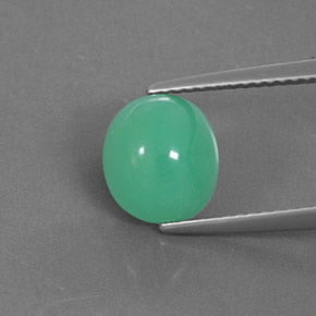 Chrysoprase vert naturelle coupe ovale, 2,52 ct, opaque
