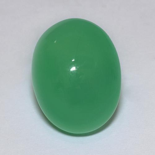 Chrysoprase vert jaunâtre naturelle coupe ovale, 9,66 ct, translucide