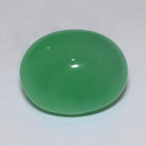 Chrysoprase vert jaunâtre naturelle coupe ovale, 9,66 ct, translucide
