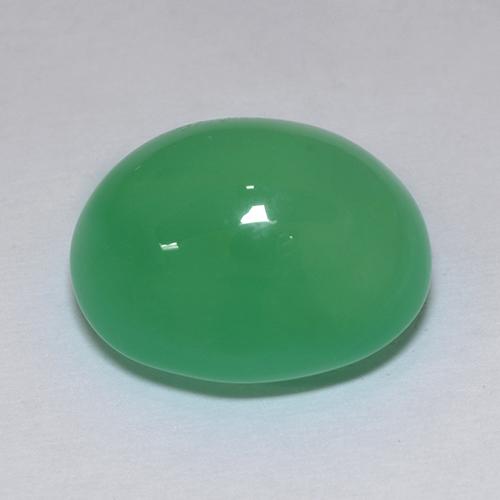 Chrysoprase vert jaunâtre naturelle coupe ovale, 9,66 ct, translucide