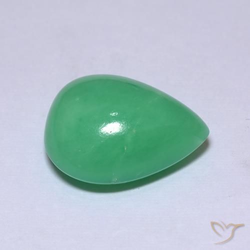 Chrysoprase vert naturelle en forme de poire, 7,53 ct, opaque
