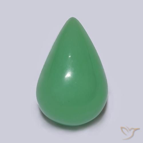 Chrysoprase vert naturelle en forme de poire, 4,74 ct, translucide