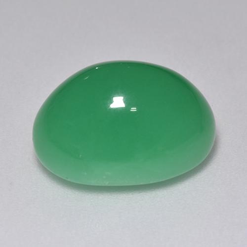 Chrysoprase vert naturelle coupe ovale, 9,40 ct, translucide