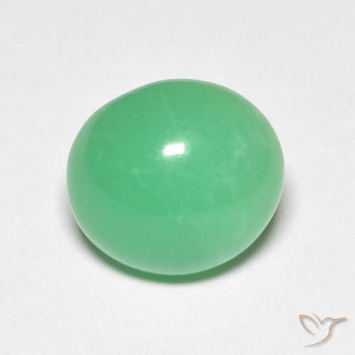 Chrysoprase vert naturelle coupe ovale, 3,38 ct, opaque