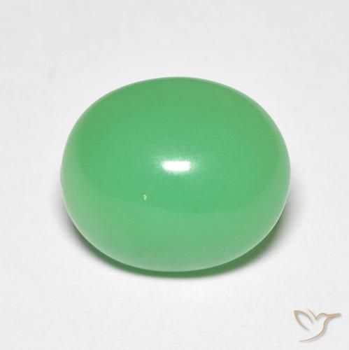 Chrysoprase vert naturelle coupe ovale, 5,20 ct, opaque