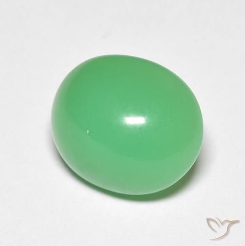 Chrysoprase vert naturelle coupe ovale, 5,20 ct, opaque