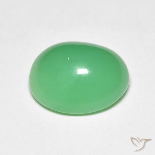 Chrysoprase vert naturelle coupe ovale, 5,20 ct, opaque