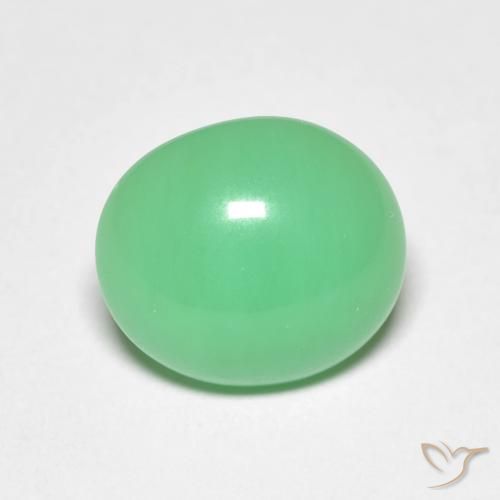 Chrysoprase vert naturelle coupe ovale, 4,02 ct, opaque