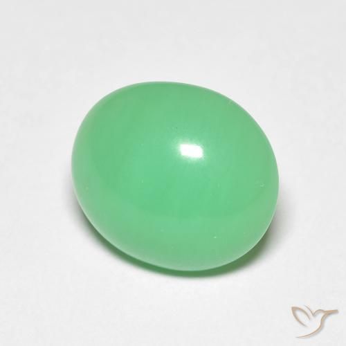 Chrysoprase vert naturelle coupe ovale, 4,02 ct, opaque