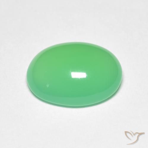 Chrysoprase Vert clair naturelle ovale, 3.71 ct, Translucide