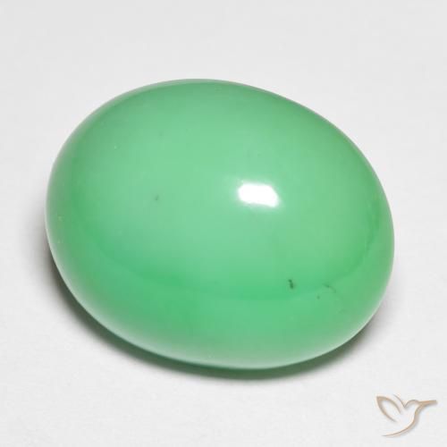 Chrysoprase vert naturelle coupe ovale, 15,90 ct, opaque
