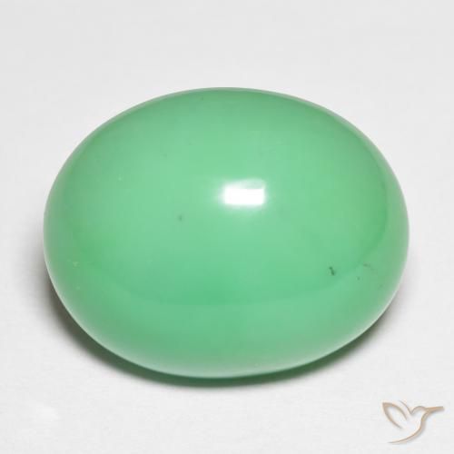 Chrysoprase vert naturelle coupe ovale, 15,90 ct, opaque