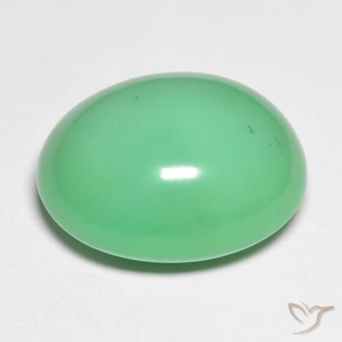 Chrysoprase vert naturelle coupe ovale, 15,90 ct, opaque