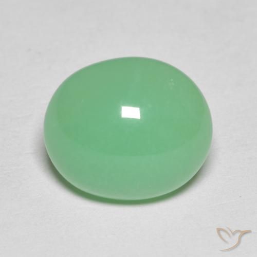 4.25ct Naturel Vert jaunâtre pâle Chrysoprase, ovale, Opaque