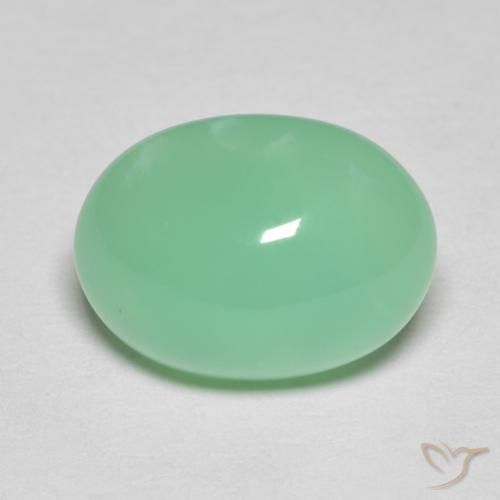 Chrysoprase vert fougère léger naturelle coupe ovale, 4,97 ct, opaque