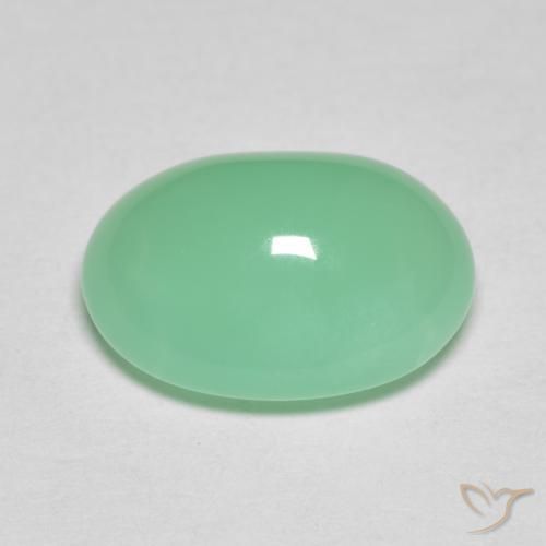 Chrysoprase vert fougère léger naturelle coupe ovale, 4,97 ct, opaque