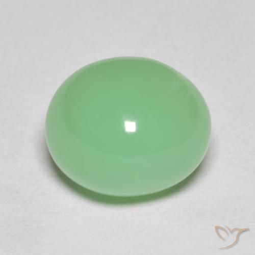 Chrysoprase vert naturelle coupe ovale, 4,85 ct, opaque