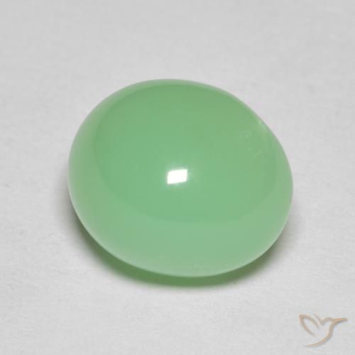 Chrysoprase vert naturelle coupe ovale, 4,85 ct, opaque